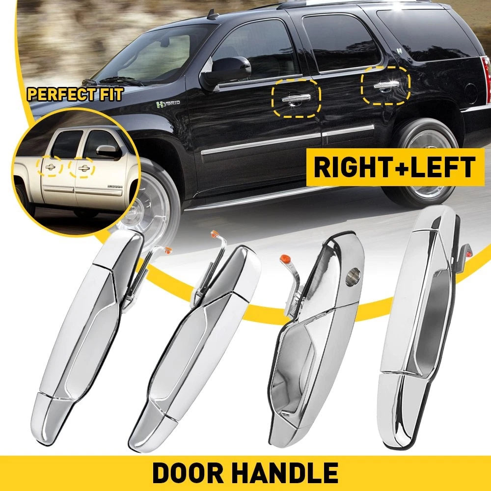 Set of 4 Exterior Door Handles for Chevrolet Silverado 1500 (2007–2013) Chrome