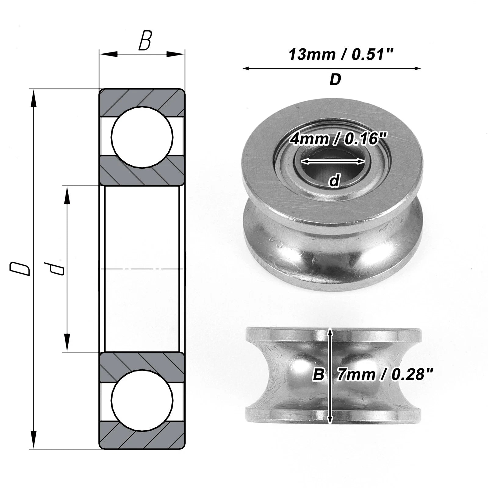U624ZZ Deep Groove Ball Bearing for Scooter Skateboard Wheel (1 Pc)