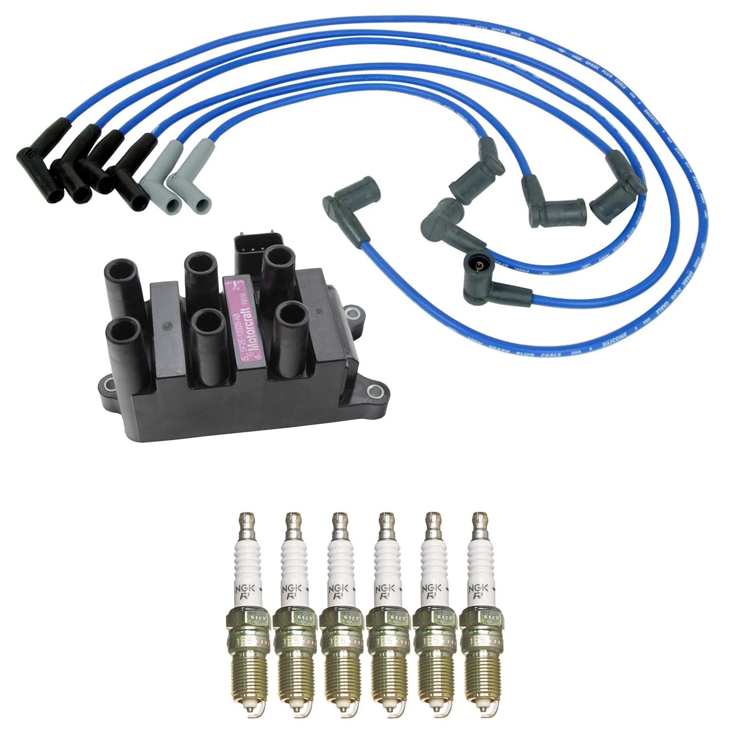 Set of 6 Hitachi Ignition Coils & NGK V-Power Spark Plugs for Ranger V6