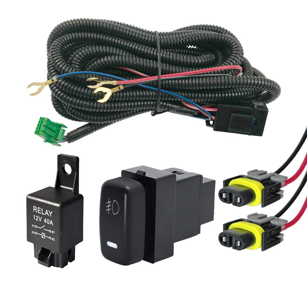 H11 Fog Light Harness with Relay Switch Button for Mitsubishi Lancer (2007–2017)