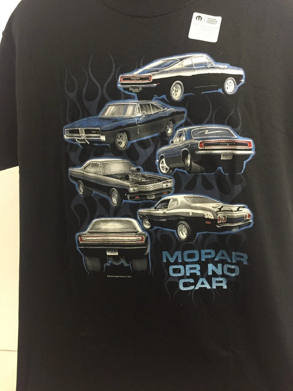 Licensed Black T-Shirt with Mopar Script for Dodge Charger Challenger (2010–2023)