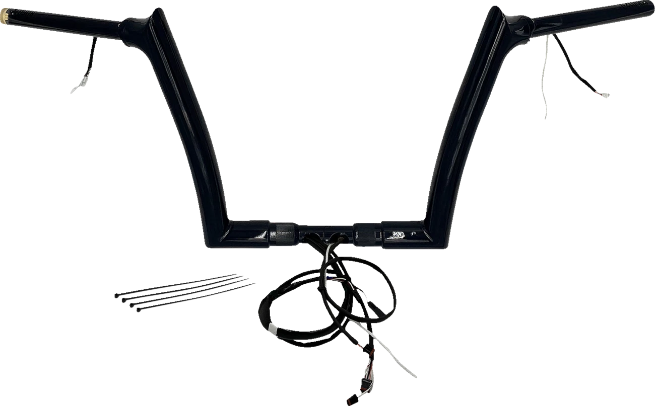 1-1/2" Pointed Top Handlebar Kit for Harley Davidson (EZ Install, 12", Black)