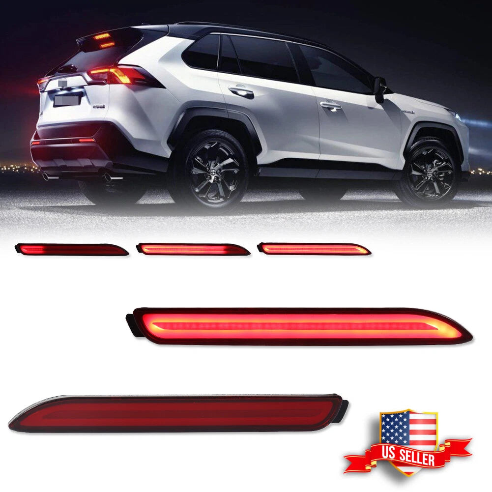 2X 3D Optic Red Lens LED Rear Bumper Reflectors for Toyota