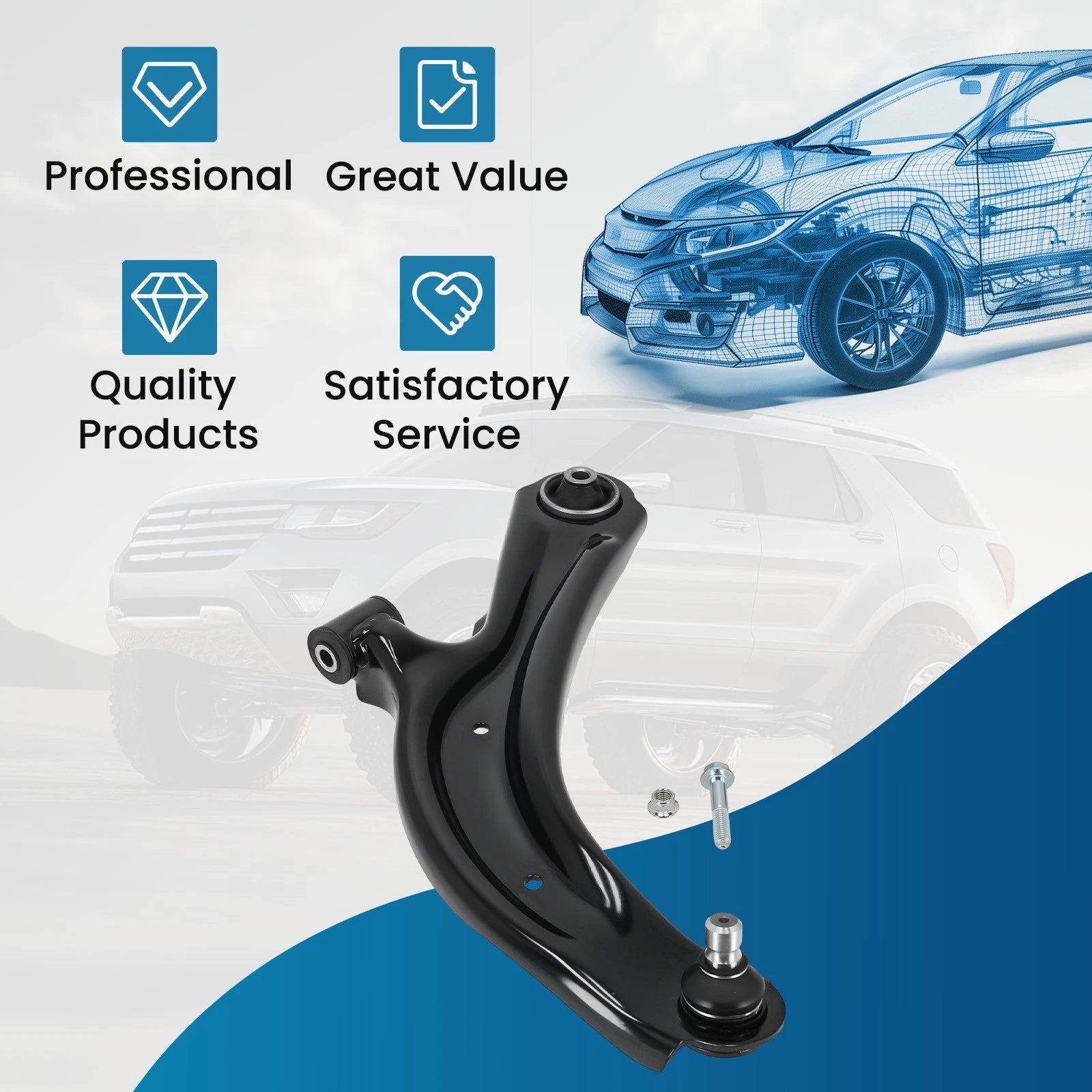 Front Left Lower Control Arm w/Ball Joint for Nissan NV200 (2013–2020)