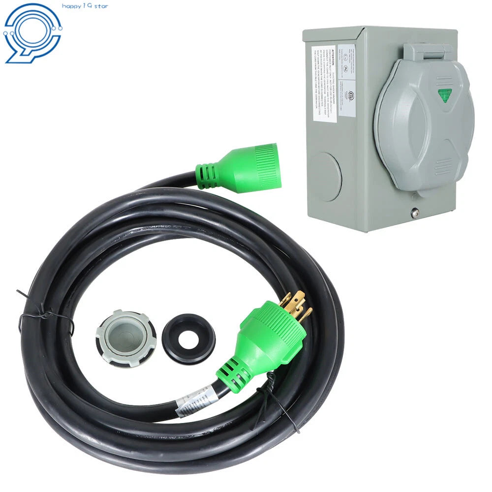 30 Amp Generator Cord and Power Inlet Box Combo Kit 15FT Waterproof