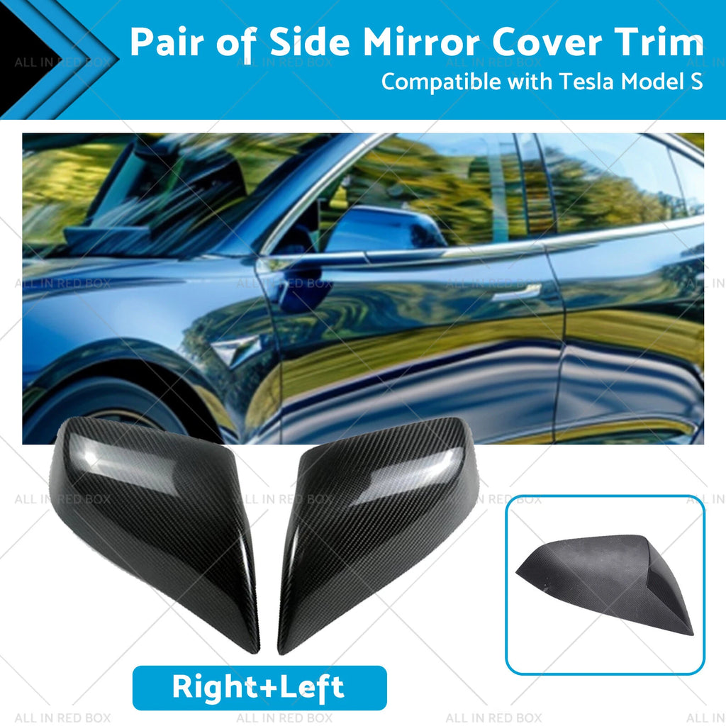 2X Carbon Fiber Wing Side Mirror Cover Trim for Tesla Model S (2012–2023)