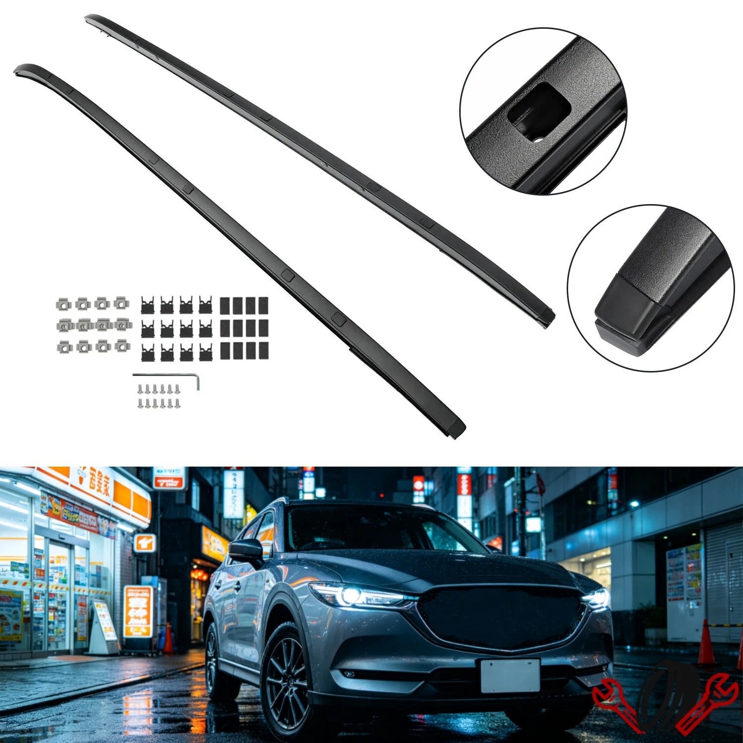 Set of 2 Roof Rack Side Rails for Mazda CX-5 (2017–2024)