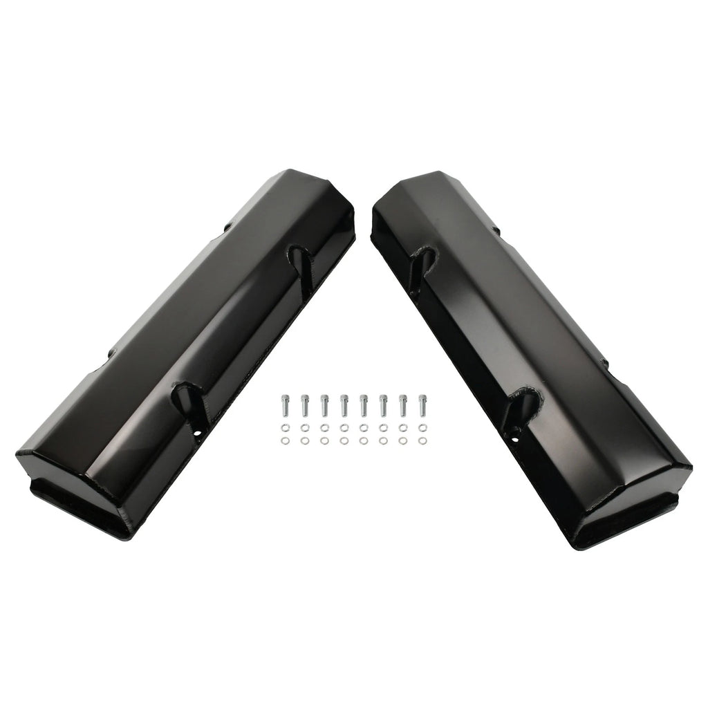Tall Black Fabricated Valve Covers for Chevy SBC 350 (1969–1995)