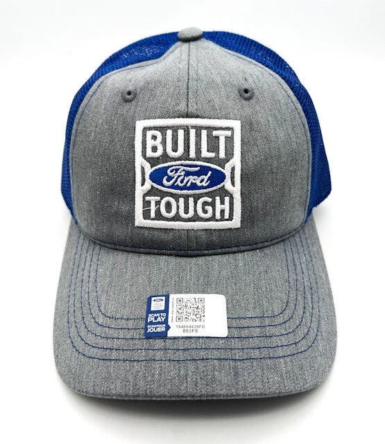Gray Hat Cap with White Embroidered Built Ford Tough Oval Logo for Ford (Fits)