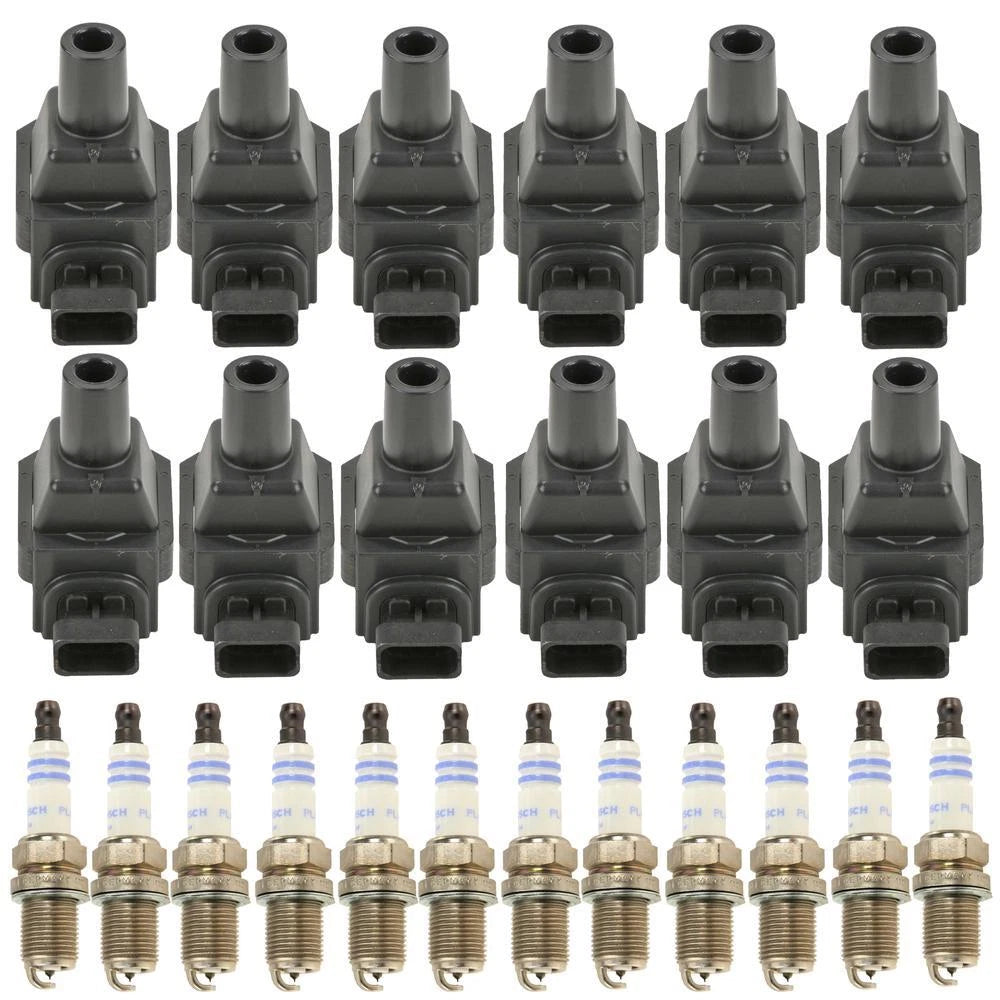 Set of 12 Ignition Coils & Platinum Spark Plugs for Mercedes W129 W140 W220 V12