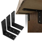 Set of 3 Heavy Duty Black Steel Countertop Support Brackets 6"x8"