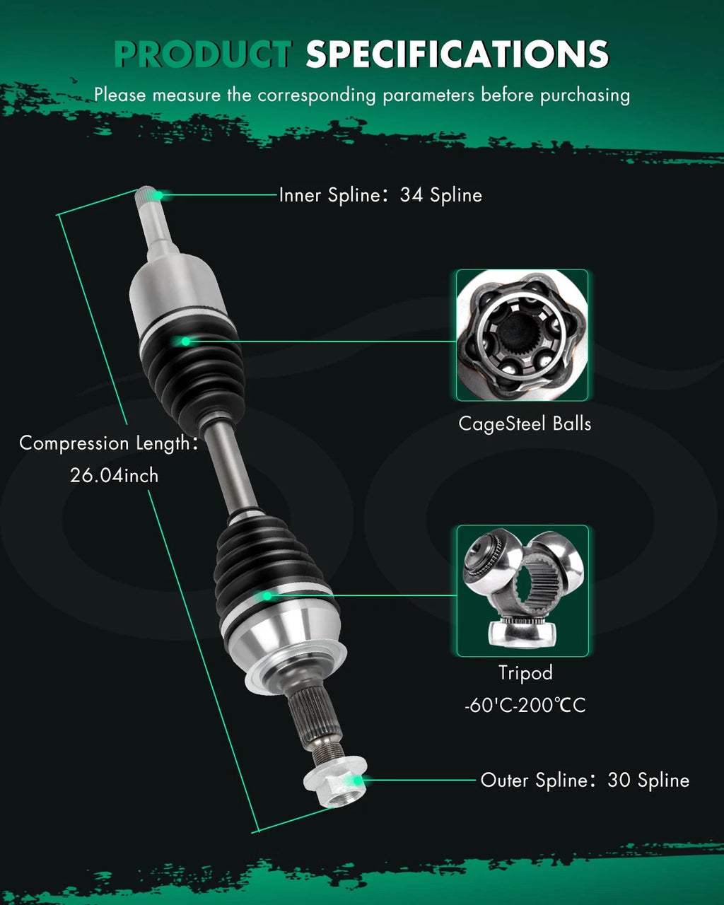 Front Left CV Axle for Chevrolet Impala Malibu Buick Regal LaCrosse (2000–2020)
