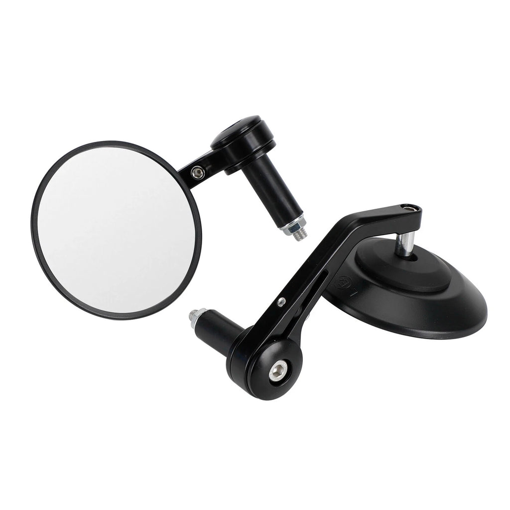 Handlebar End Mirrors for Custom Motorcycles (22mm 7/8") - Anti Glare Black Billet