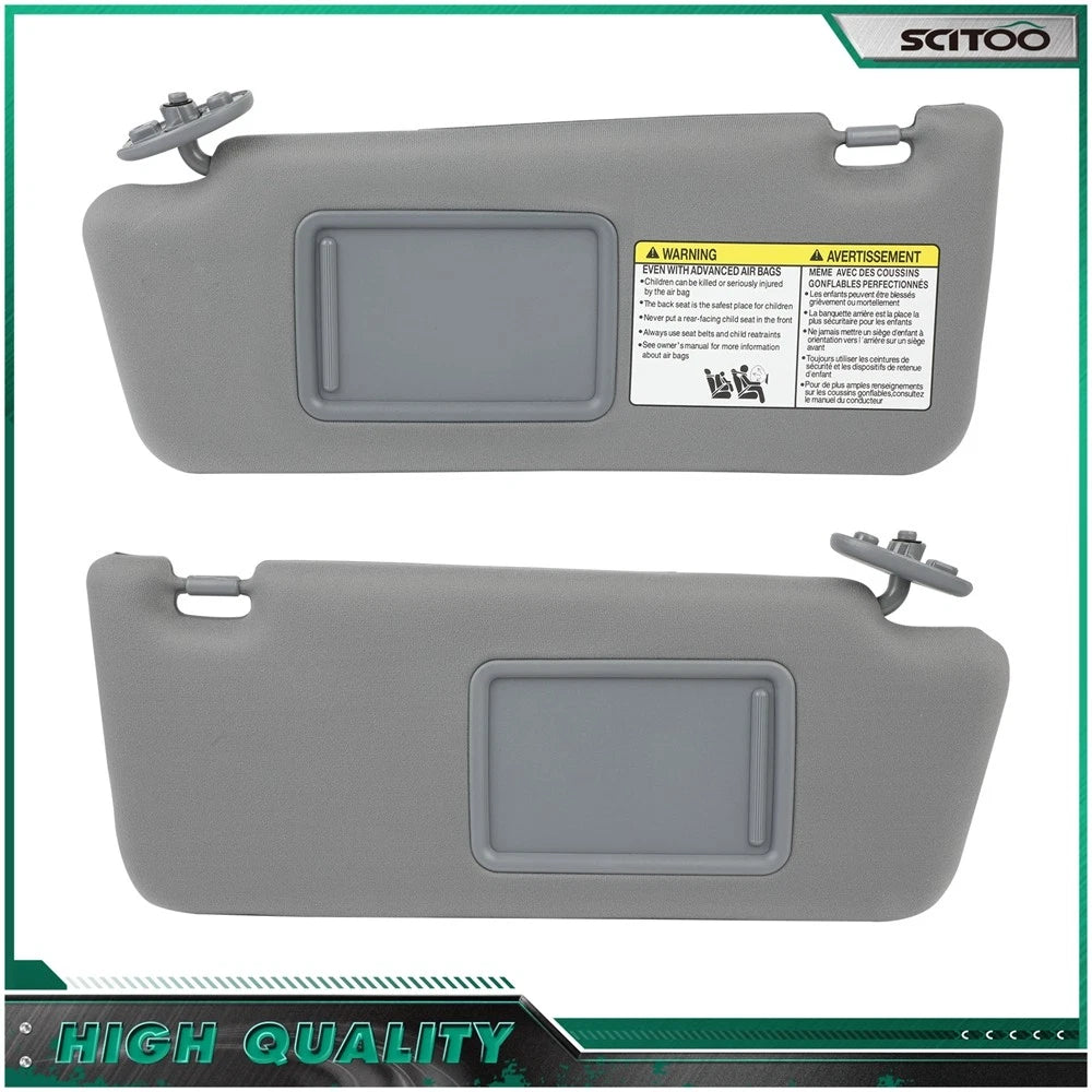 Set of 2 Sun Visors for Toyota Tacoma (2005–2015) LH Driver & RH Passenger Gray