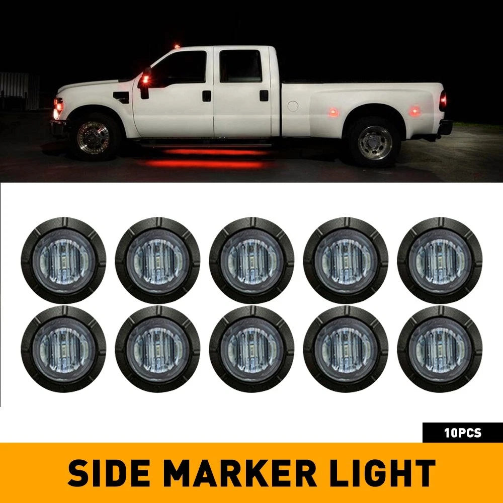 2X Smoked 3/4" LED Bullet Side Marker Lights for Truck Trailer (EV)