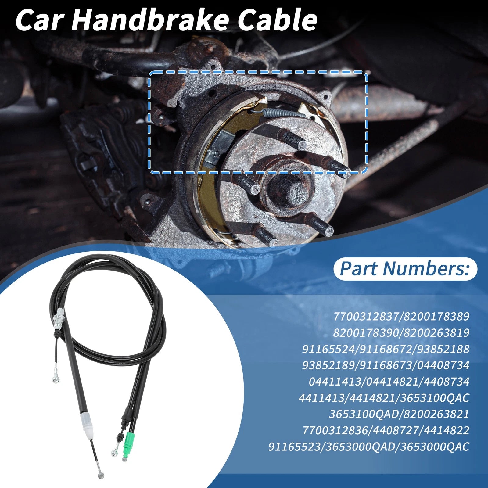 2Pcs Rear Handbrake Cables for Renault Trafic II, Nissan Primastar (2001–2014)