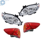 Set of 2 Red Tail Lights & Halogen Headlights for Toyota Corolla (2009–2010)