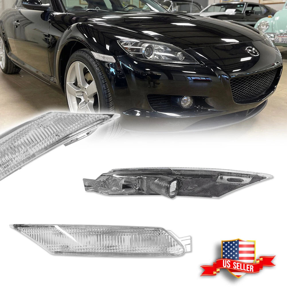 2X Euro Style Clear Lens Front Side Marker Lights for Mazda RX-8 (2004–2008)