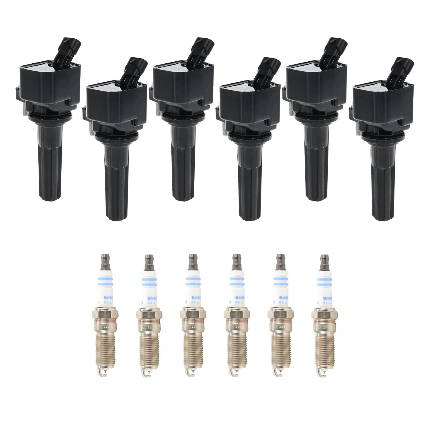 Set of 6 Ignition Coils & Spark Plugs for GMC Envoy 4.2 L6 (2002–2009)