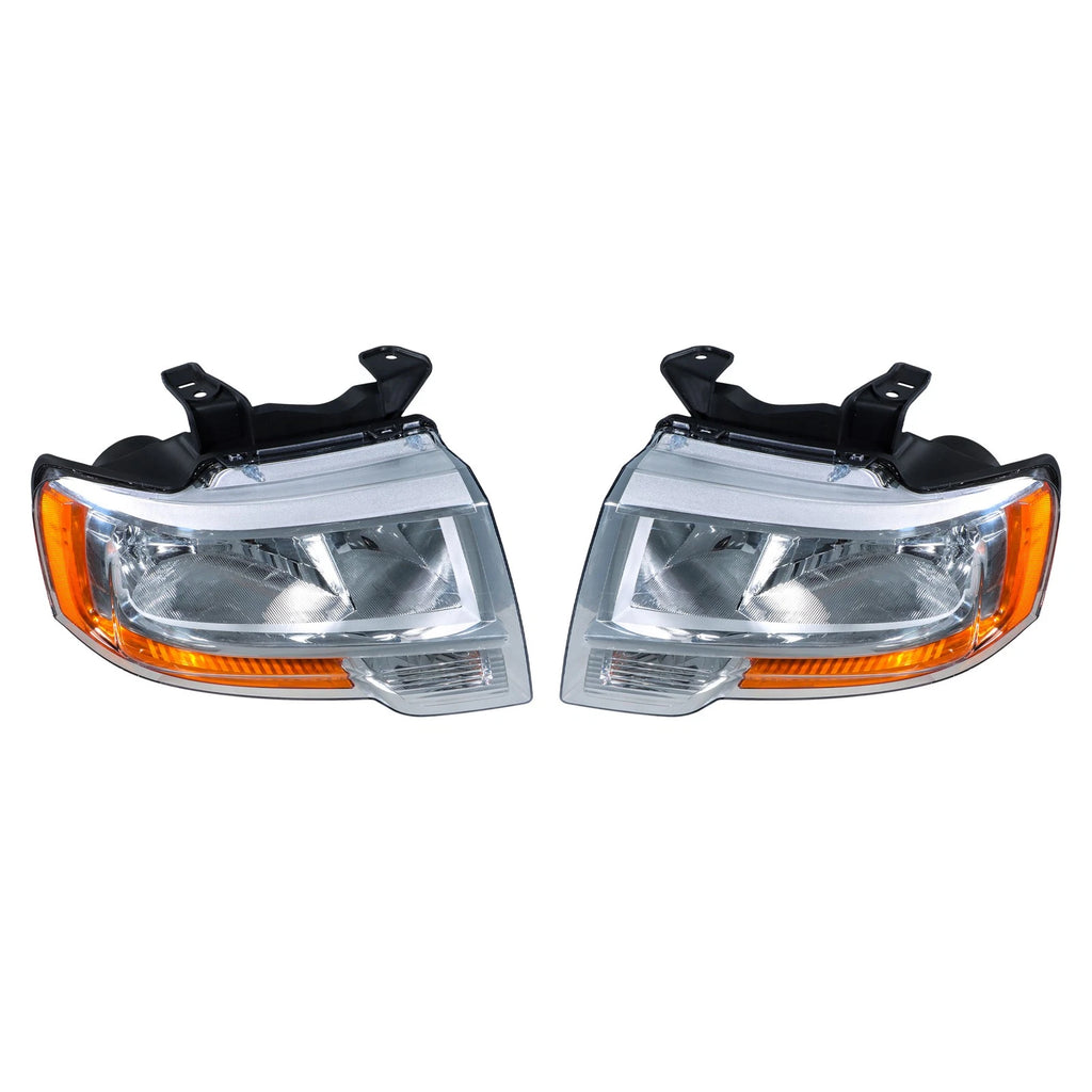 Set of 2 Chrome Halogen Headlight Assemblies for Ford Expedition (2015–2017)