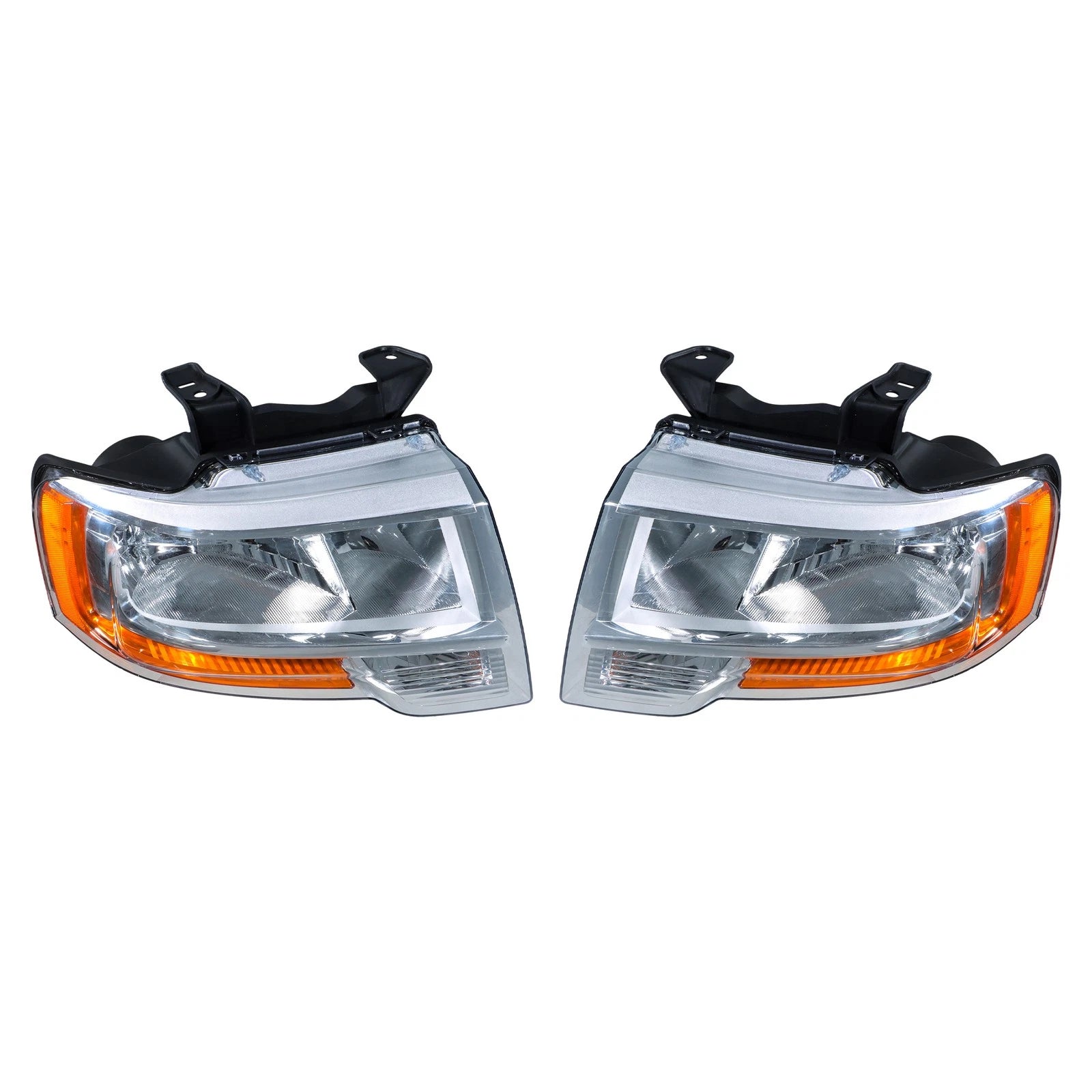 Set of 2 Chrome Halogen Headlight Assemblies for Ford Expedition (2015–2017)