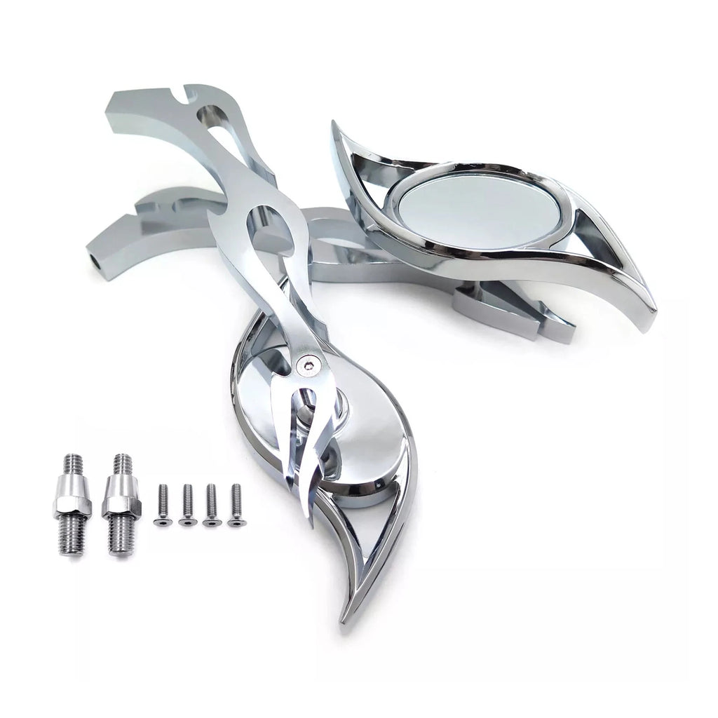 Chrome Billet Running Mirrors for Honda Kawasaki Suzuki Cruiser (All Years)
