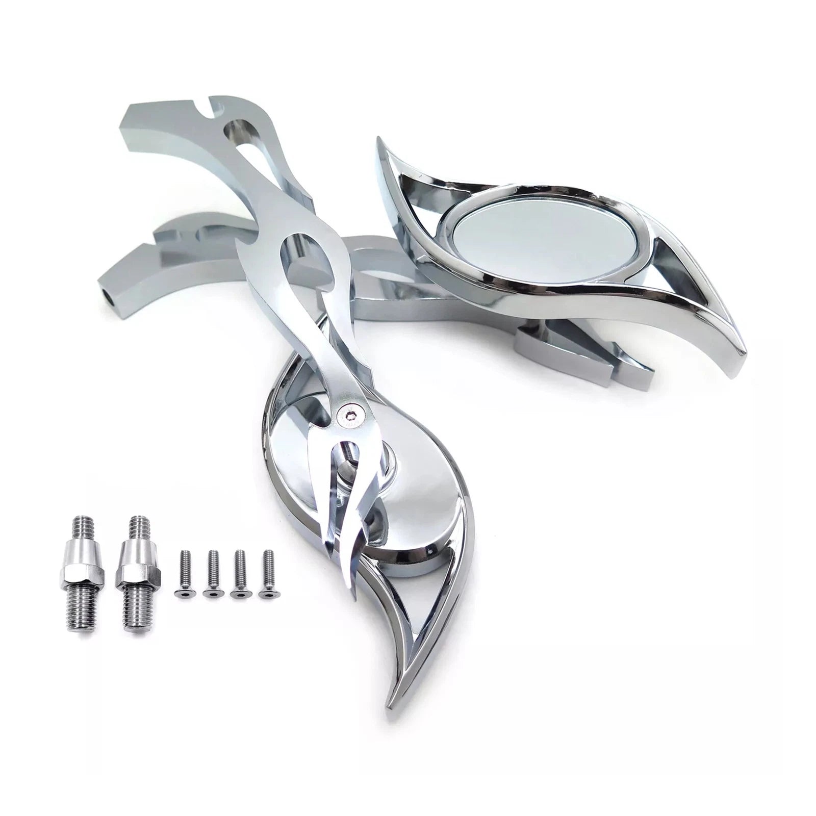 Chrome Billet Running Mirrors for Honda Kawasaki Suzuki Cruiser (All Years)