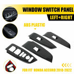 4X Carbon Fiber Look Inner Window Switch Panel Covers for Honda Accord (2018–2022)