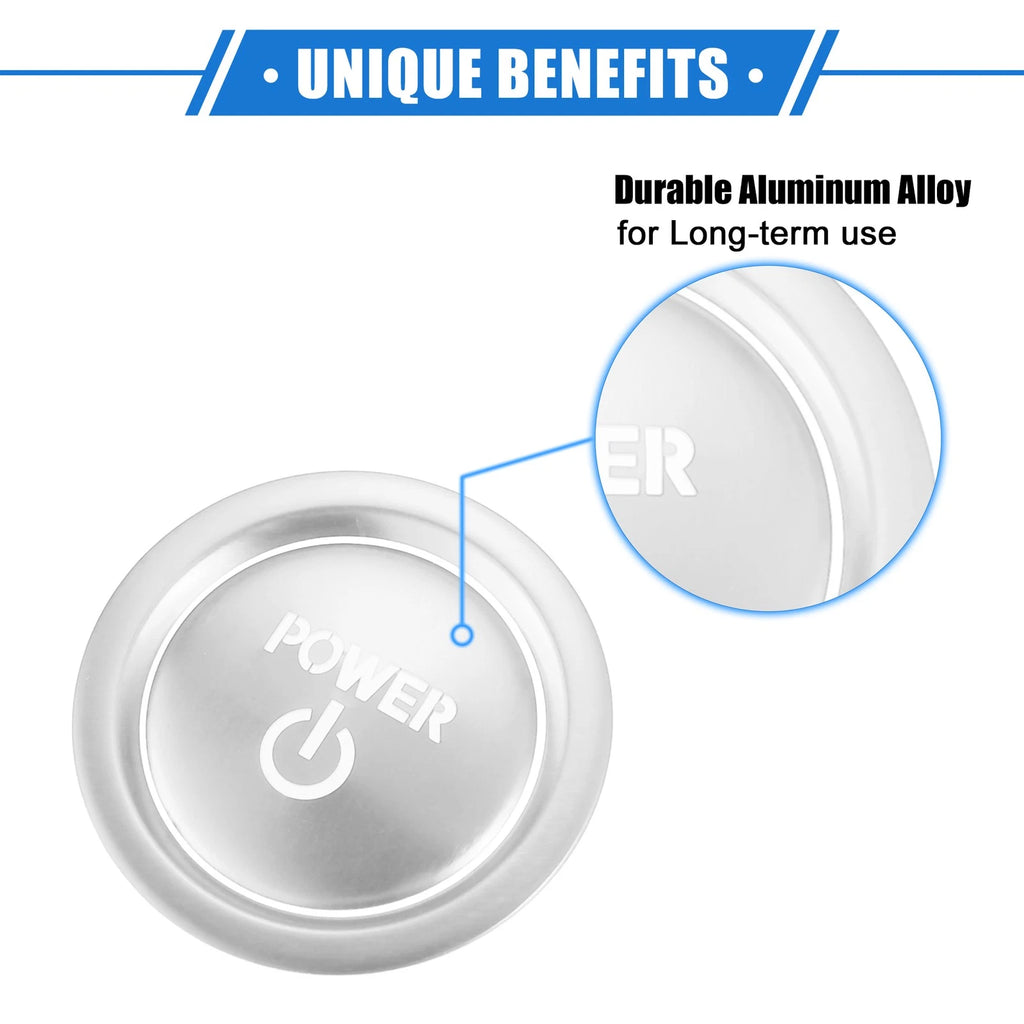 2X Engine Start Ignition Button Cover for Toyota Sienna (2022–2023) Silver Tone