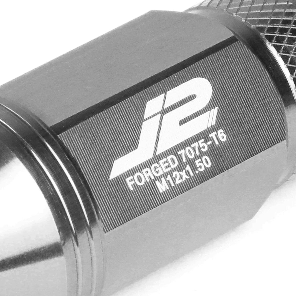 Set of 20 J2 7075 Forged Aluminum M12X1.5 Spiky Cap Lug Nuts w/Adapter Silver