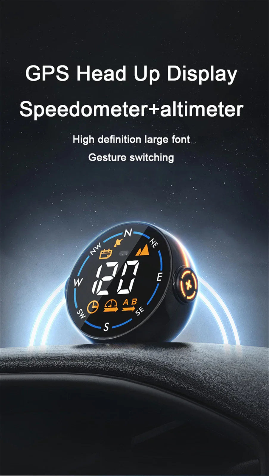 Universal USB Car Dash HUD Speedometer Display Alarm MPH KMH