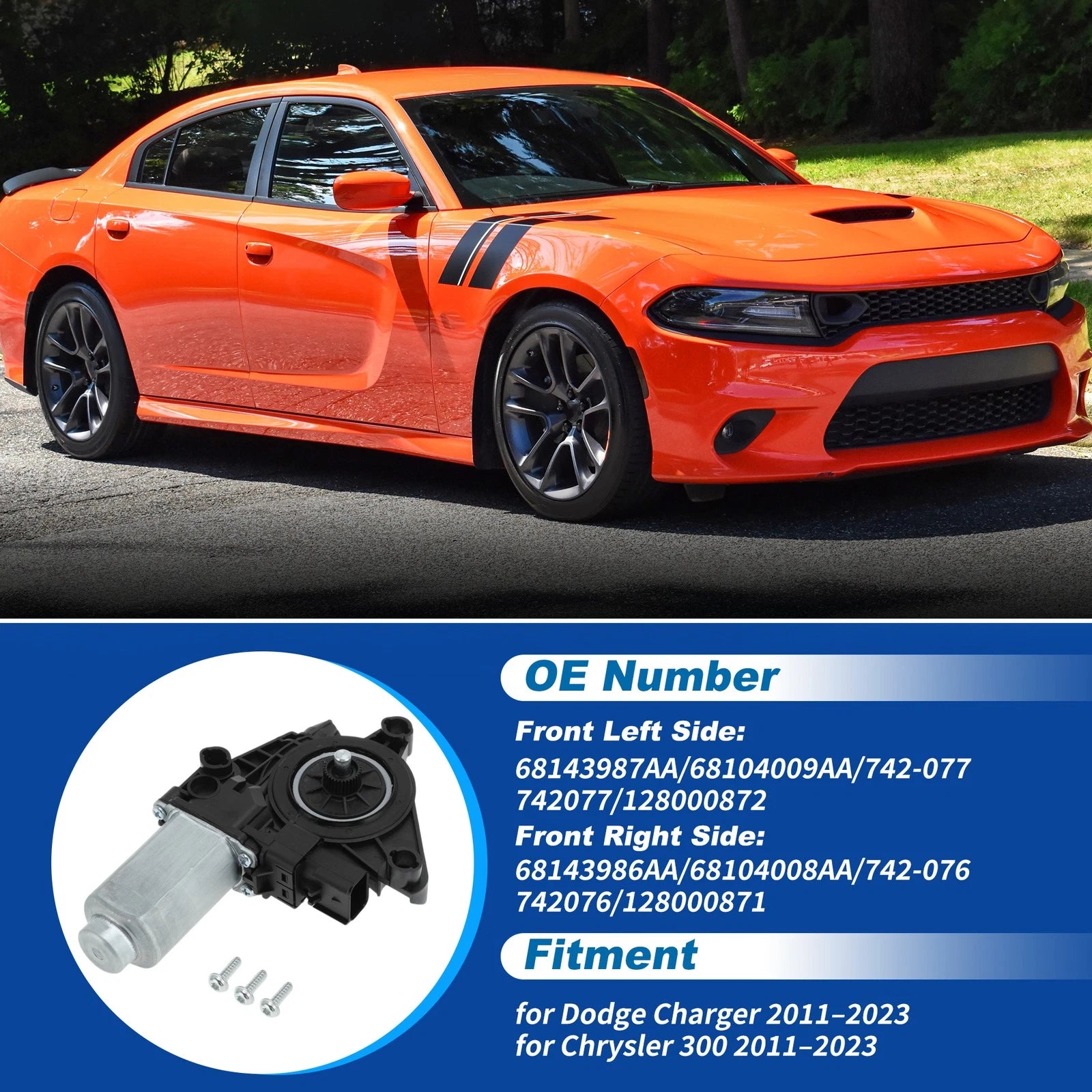 Front Right Window Regulator Motor for Dodge Charger (2011–2023)