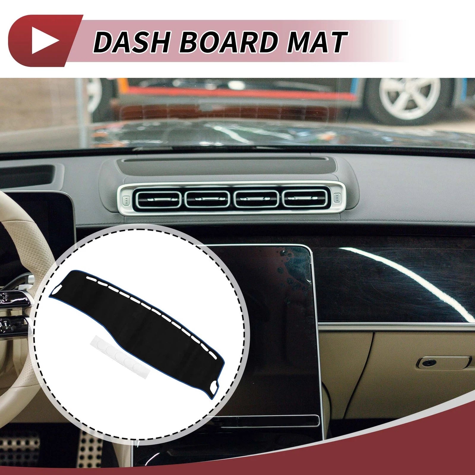 Dashboard Cover Mat for Mercedes S-Class W222 (2014–2020) Black Blue