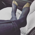 Knee High Dress Socks for Men - Ultra Thin Sheer Silky Striped (1 Pair)