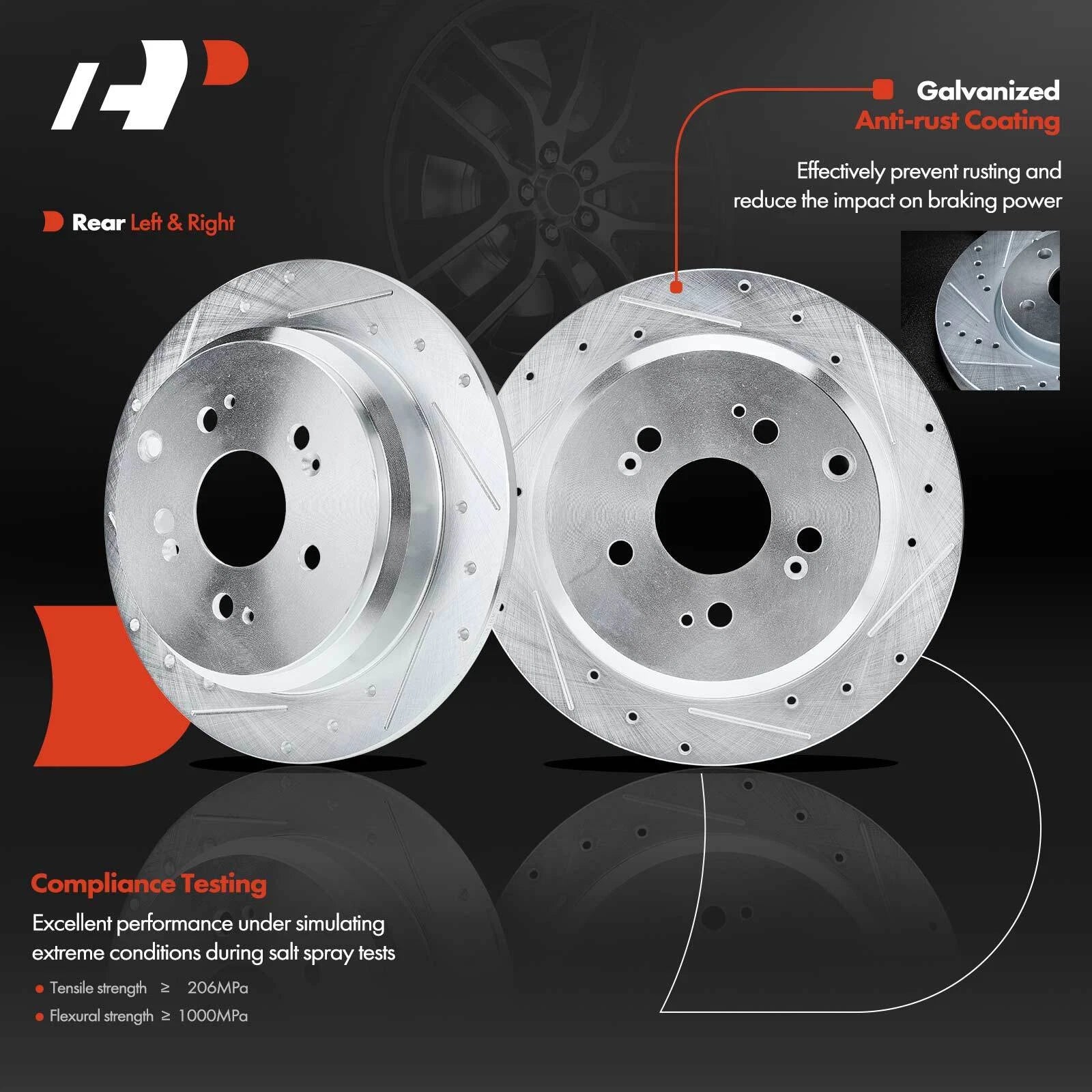 Rear Drilled Brake Rotors & Pads for Honda Odyssey (2005–2010)