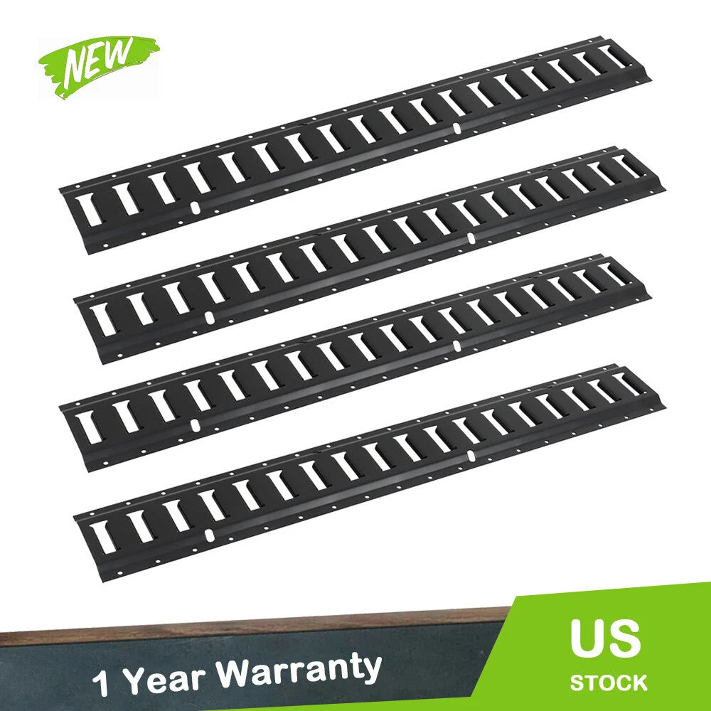 Set of 4 E Track Tie Down Rails for Garages (3') - Powder-Coat Black