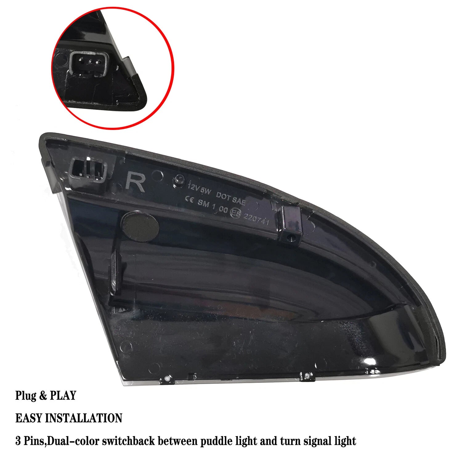 Front Passenger Mirror Turn Signal Puddle Light for Dodge Ram 1500 (2009–2018)