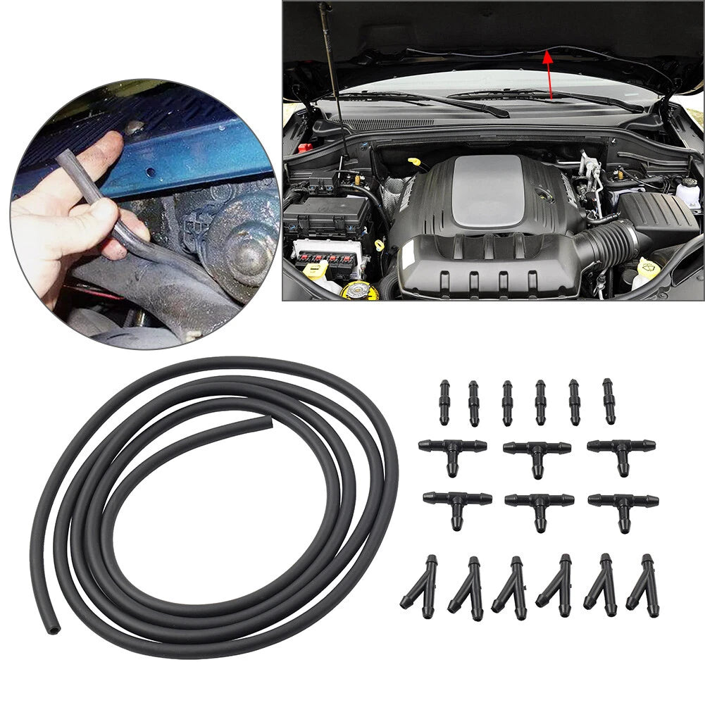 2M Windshield Washer Fluid Hose Kit with Connector for Universal Fit