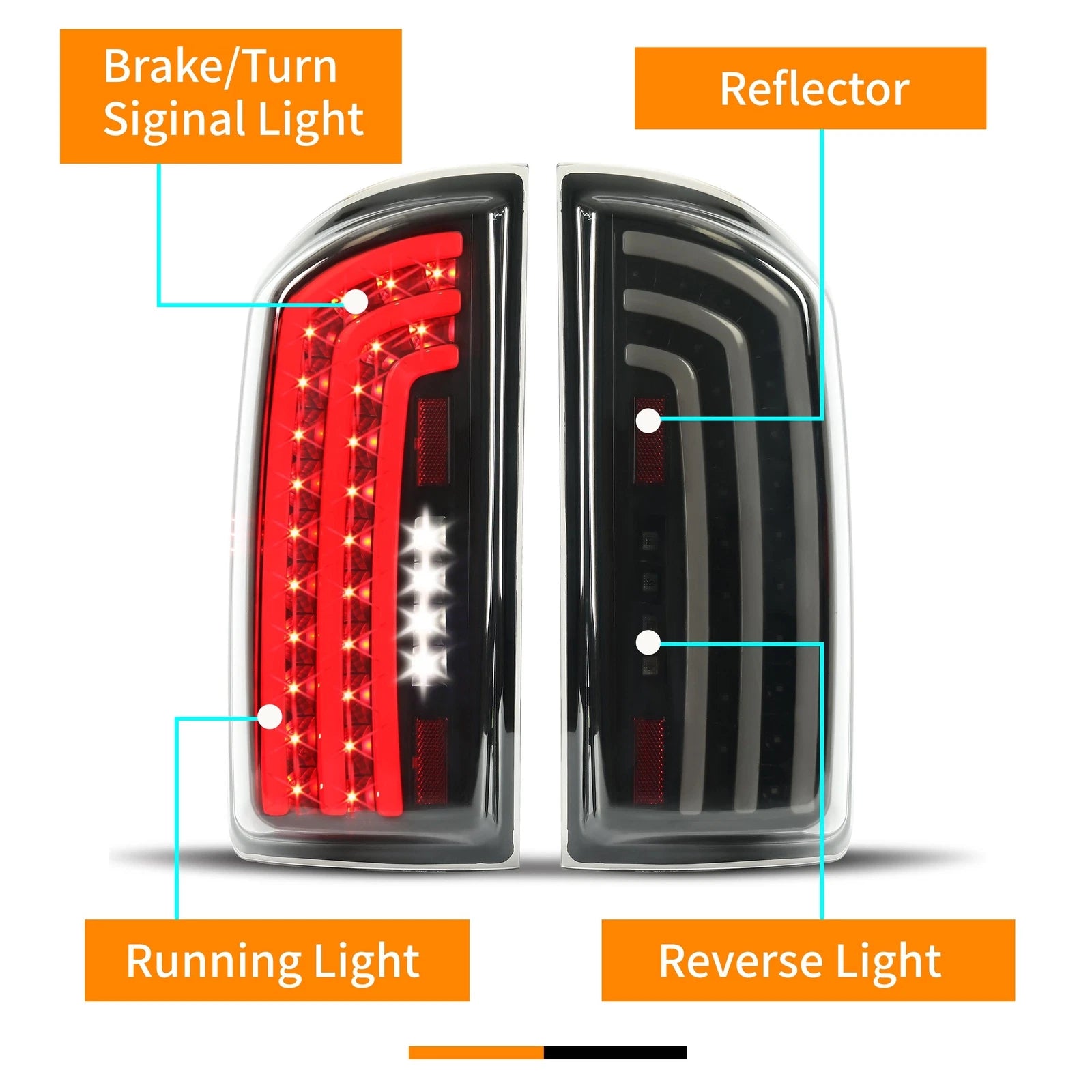 Smoked LED Tail Lights for Dodge Ram 1500 2007–2008, Ram 2500/3500 2007–2009