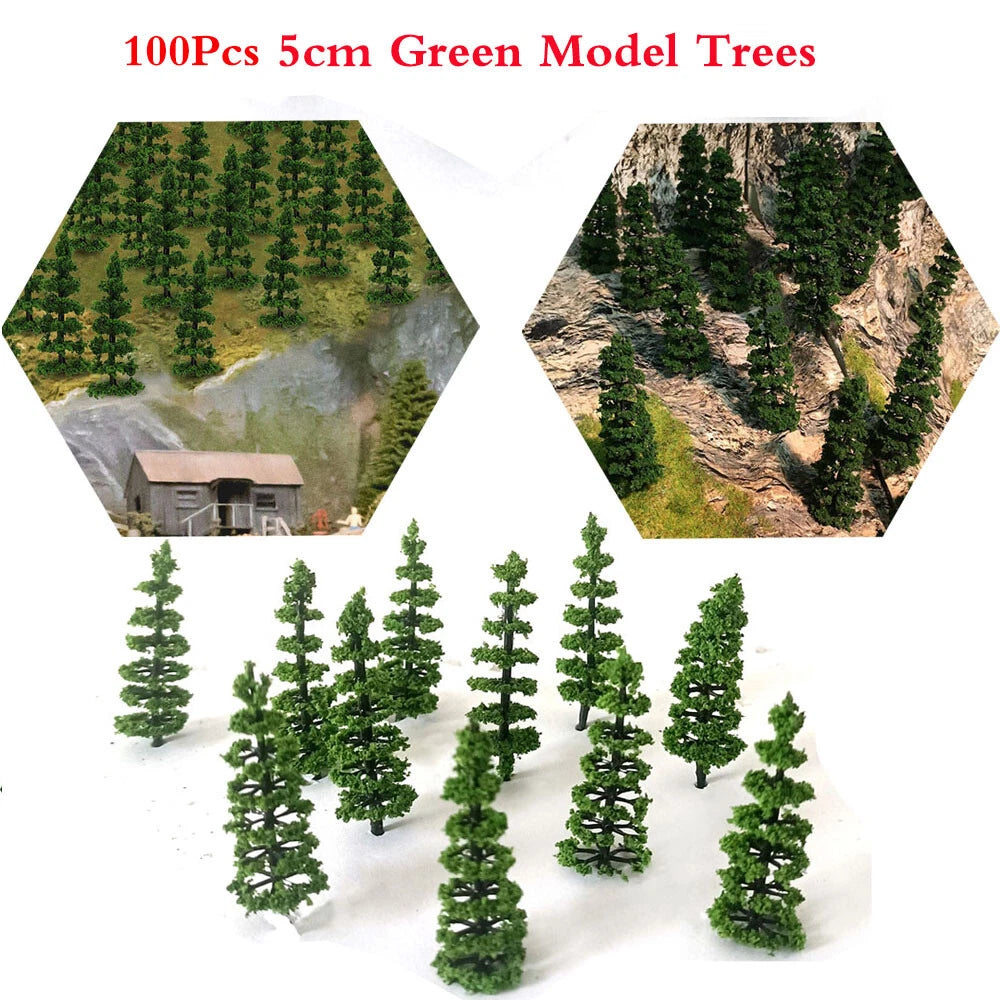 Set of 100 Mini Model Trees for Diorama Train Railroad Landscape