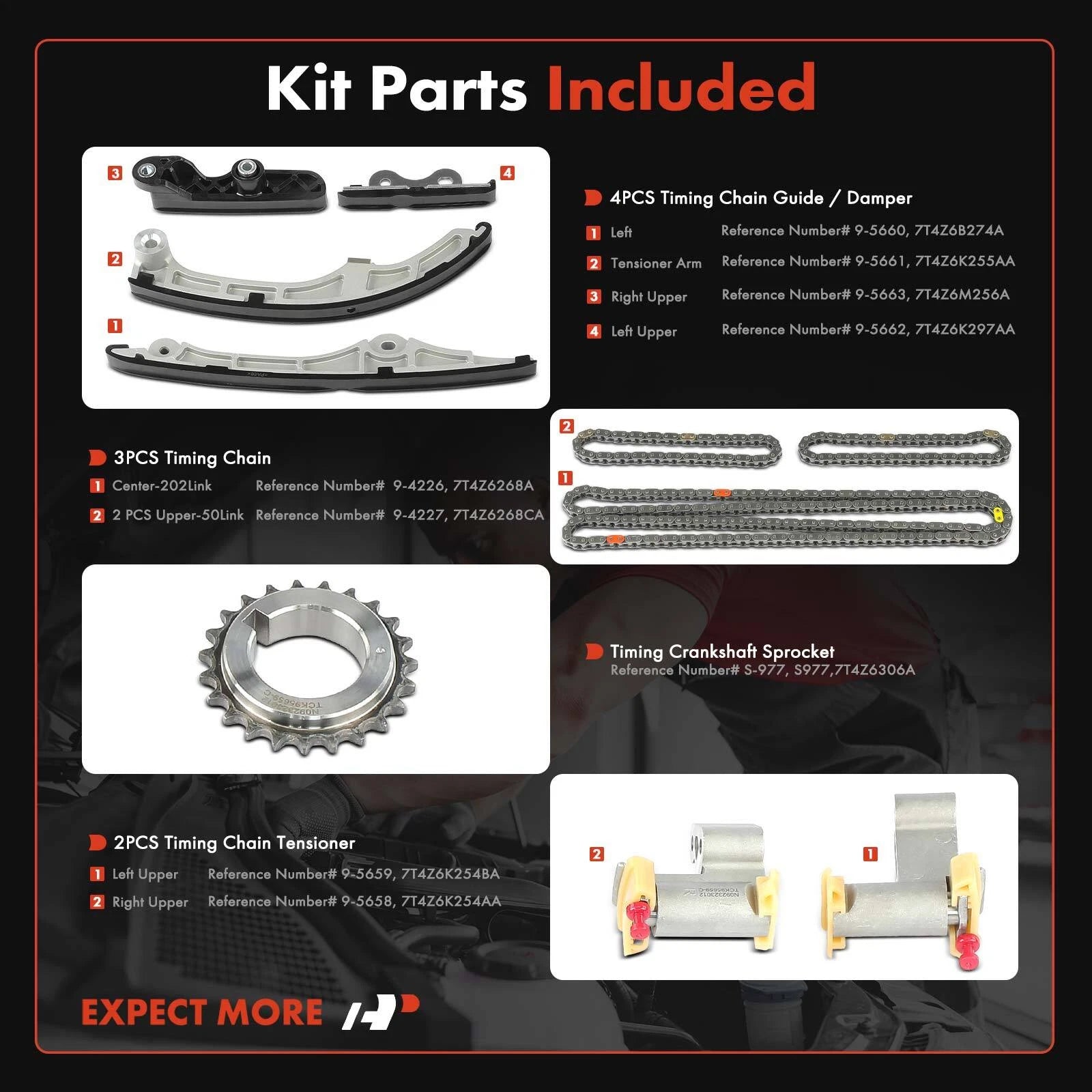 10x Timing Chain Kit for Ford Fusion (2010), Mazda 6 (2009–2011), CX-9 (2007–2011)