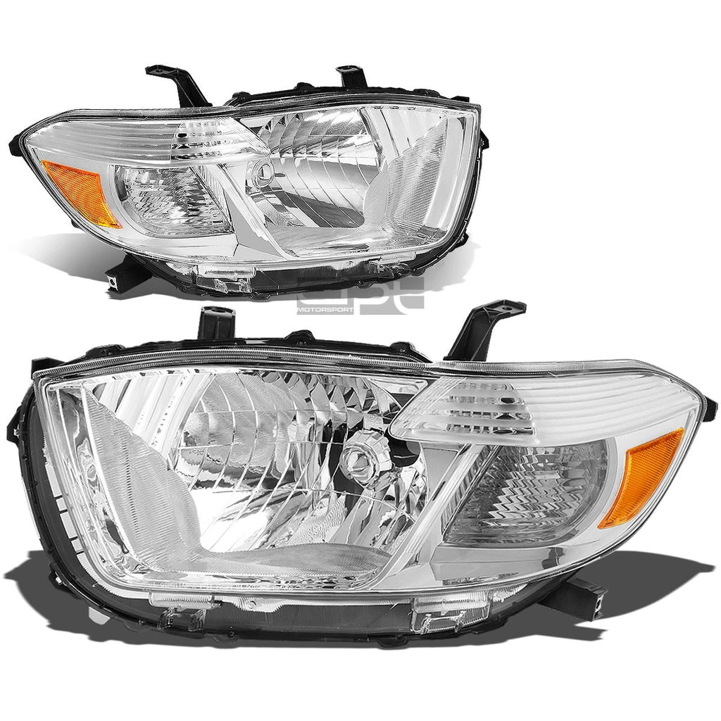 Pair Chrome Housing Amber Corner Headlights for Toyota Highlander (2008–2010)