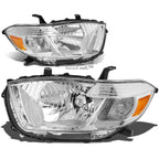 Pair Chrome Housing Amber Corner Headlights for Toyota Highlander (2008–2010)