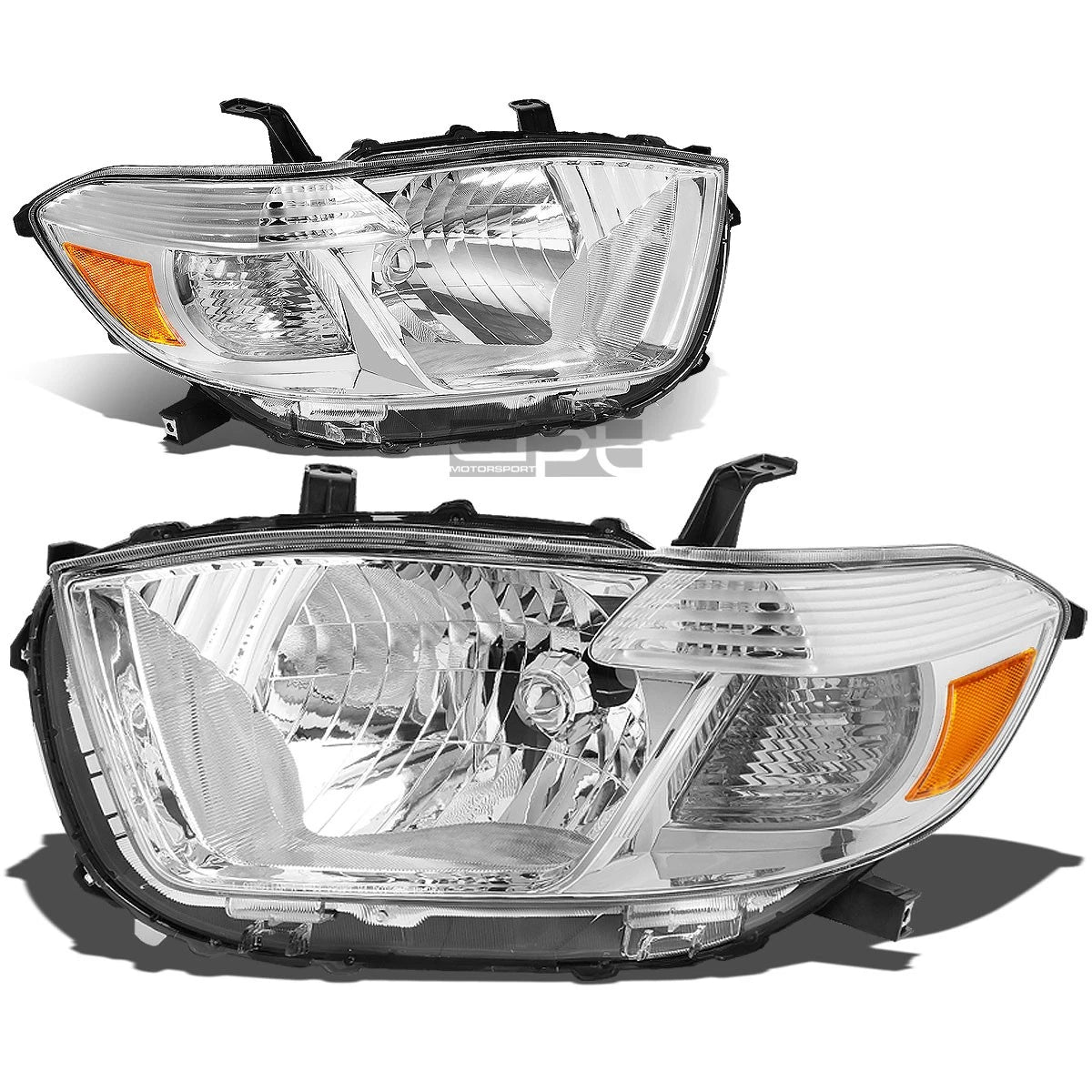 Pair Chrome Housing Amber Corner Headlights for Toyota Highlander (2008–2010)