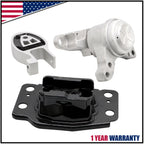 Set of 3 Engine Motor & Trans Mounts for Ford Fusion (2013–2020) 1.5L 1.6L