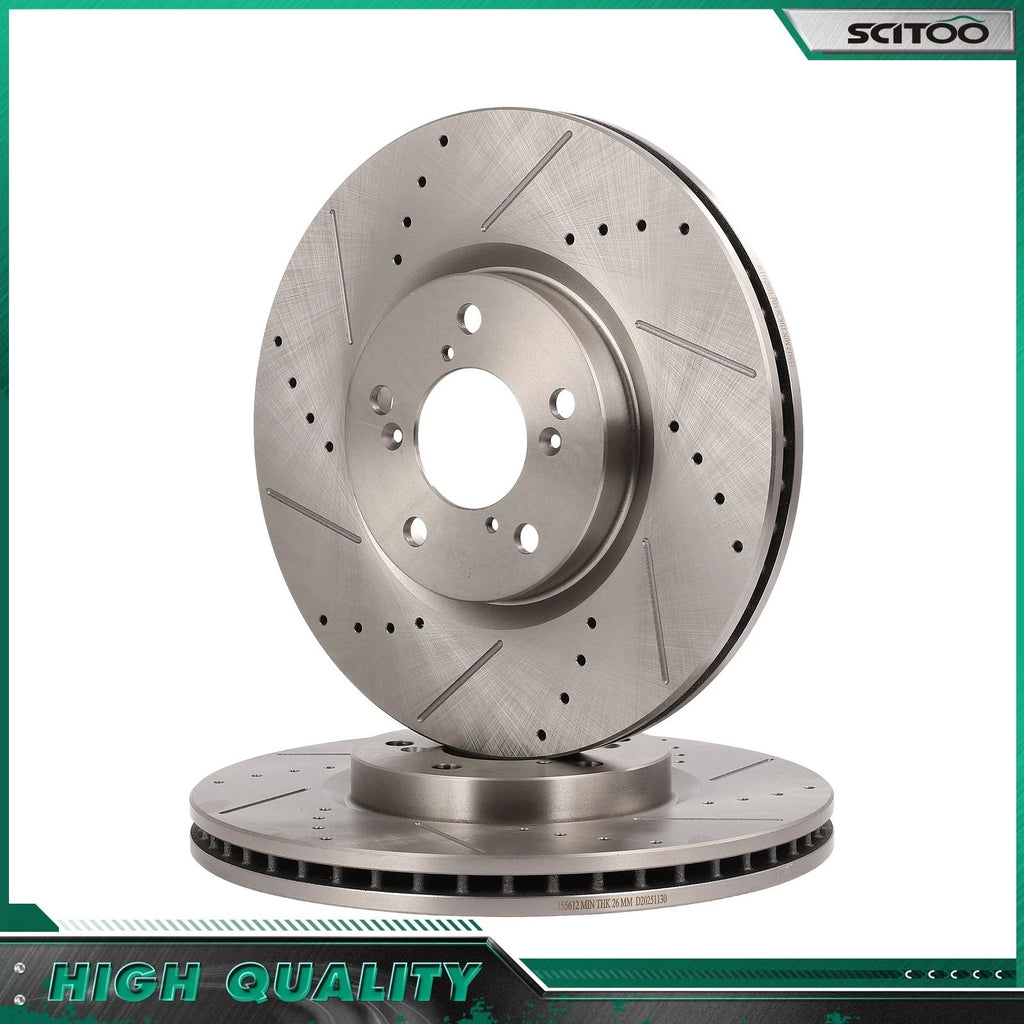 Front Drilled Slotted Brake Rotors for Acura MDX RLX ZDX (2010–2013)