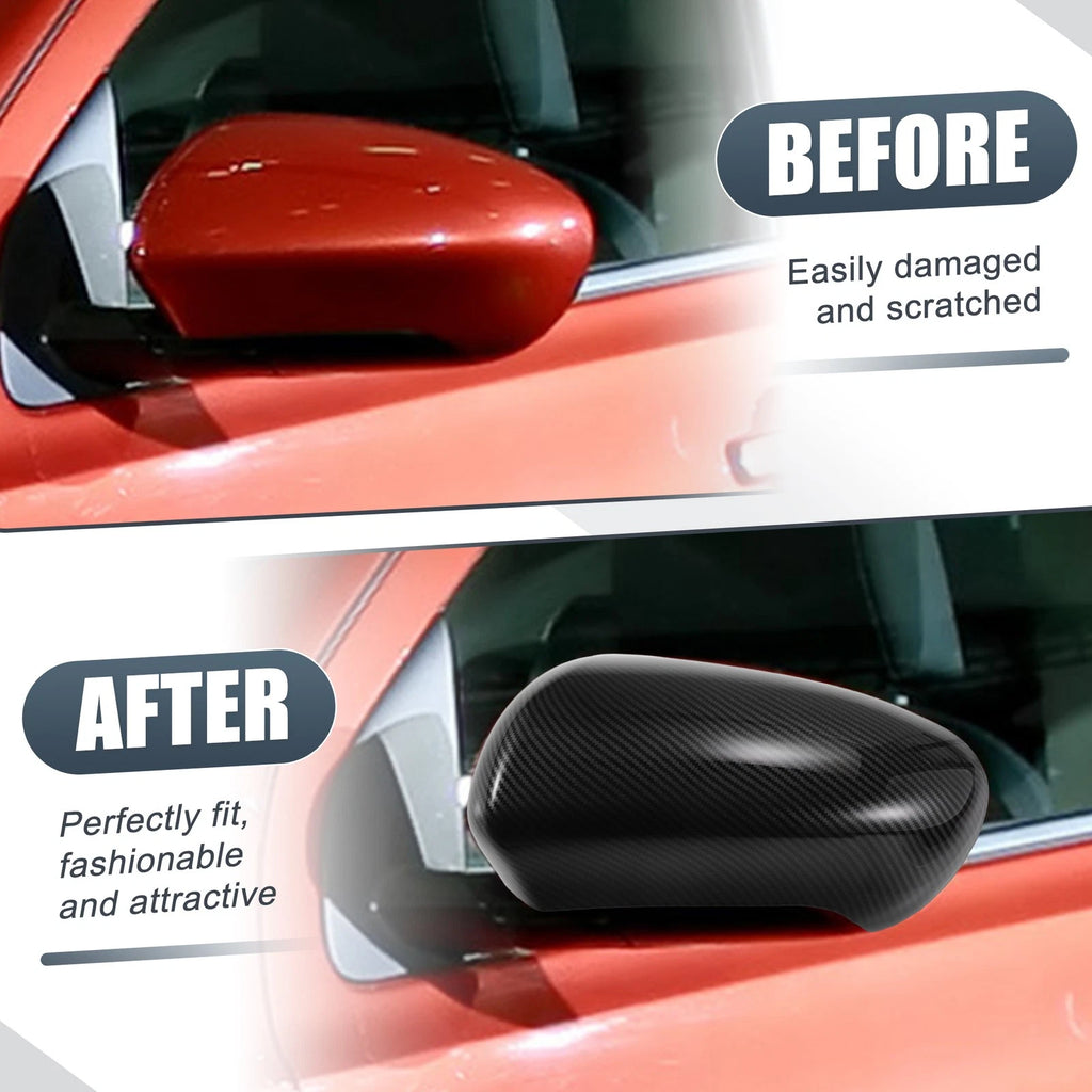 Pair Rearview Mirror Cover Cap Black Carbon Fiber for Nissan Qashqai J10 (2007–2014)