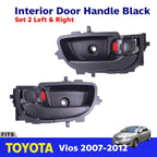 Interior Door Handle Black Pair L+R Fits Toyota Vios Yaris 4D Sedan 2007-12 D06