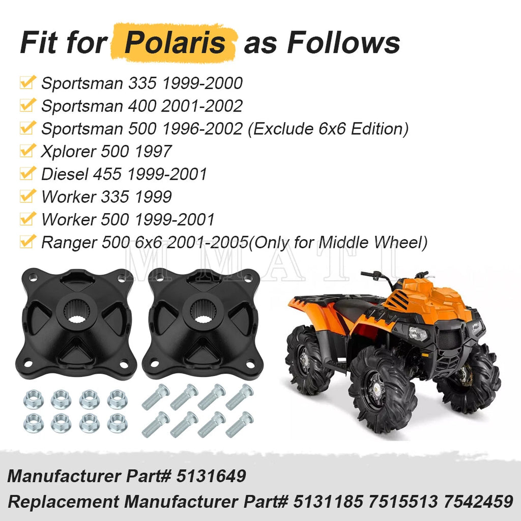 2Pcs Rear Wheel Hubs Kit for Polaris Sportsman 330 335 400 500 (2000–2014)