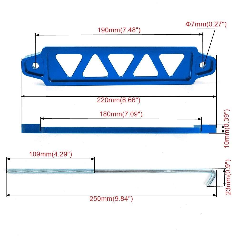 Billet Aluminum Battery Tie Down Bracket for J-Hook Bolt